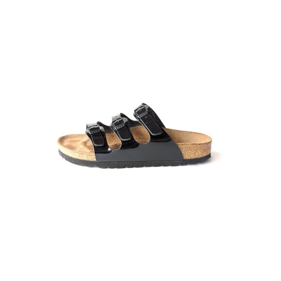 Birkenstock 36 'Florida' Slide Clogs 3 Strap Black Patent *LOVELY*  L5 - Picture 3 of 8